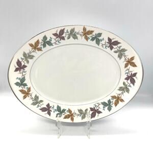 Sango Fine China Argent 14" Platter Autumn Fall Leaves
